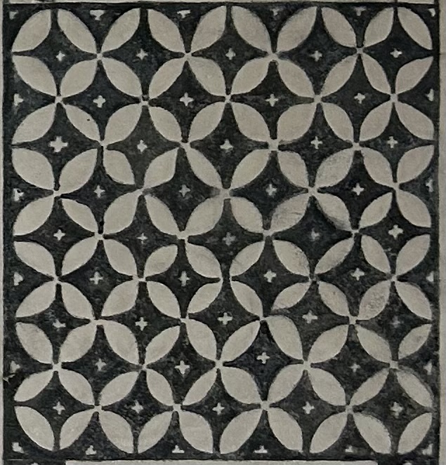 Detail view of The Megiddo Mosaic recreation showing intricate patterns
