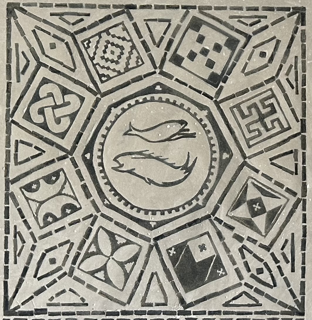 Artistic angle showcasing The Megiddo Mosaic texture and detail